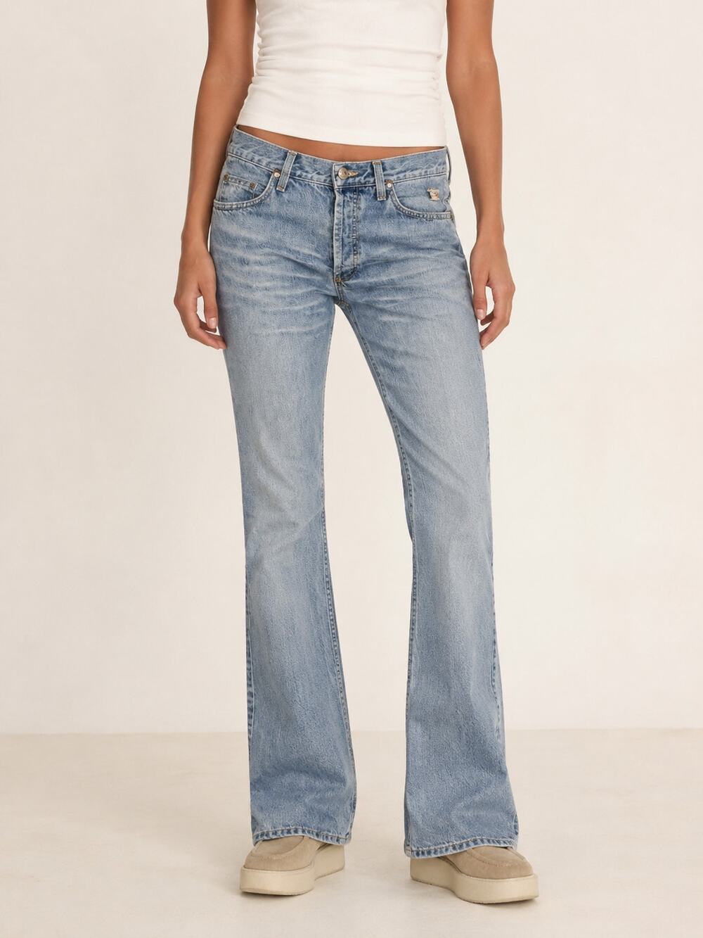 RARE Roy Roger’s Pocket Money Jeans Sexy Bell Flare Y2K Italian Denim